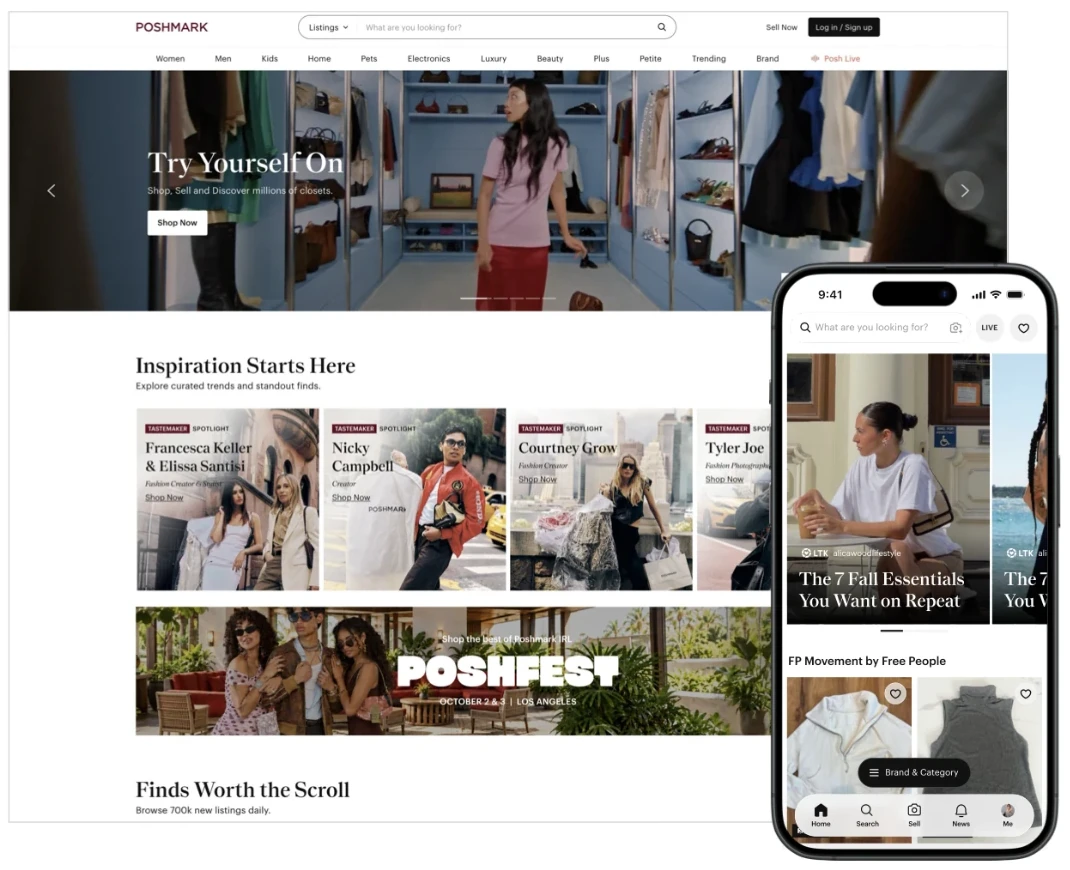 Poshmark on web and mobile