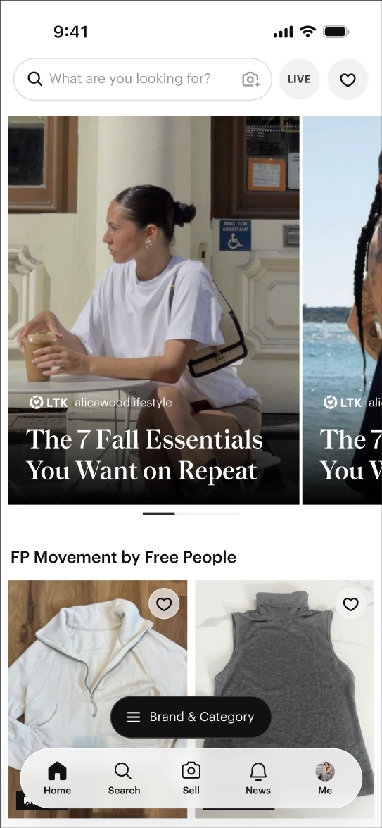 Home Feed V3 with the search bar on top
