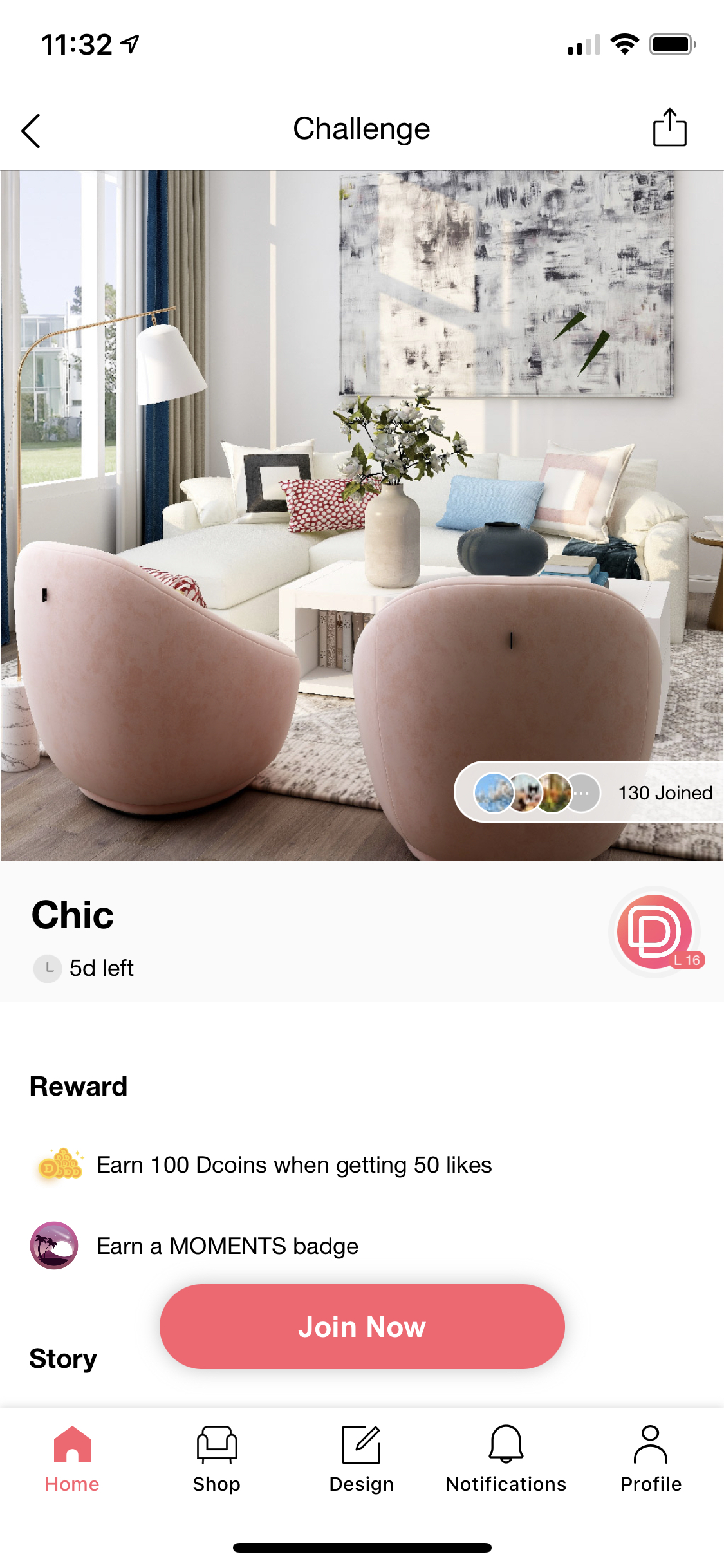 DecorMatters virtual gifts for commenting — mobile UI