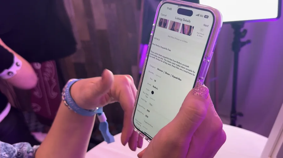 A seller tapping through the listing preview