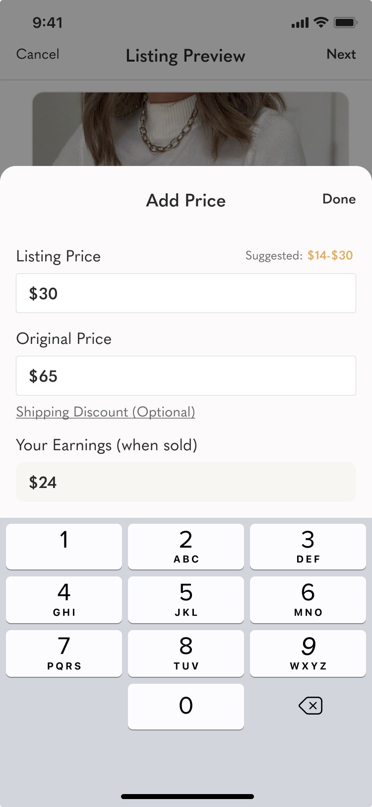 Smart List AI step 4 — Add Price sheet with suggested range and earnings preview